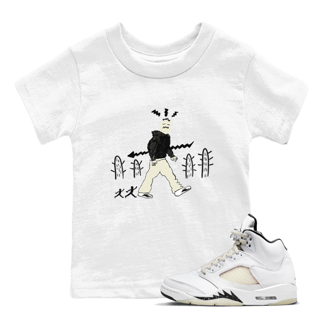 AJ5 Sail shirt to match jordans Cactus Man sneaker tees Air Jordan 5 Sail SNRT sneaker release tees baby toddler White 1 cotton Shirt