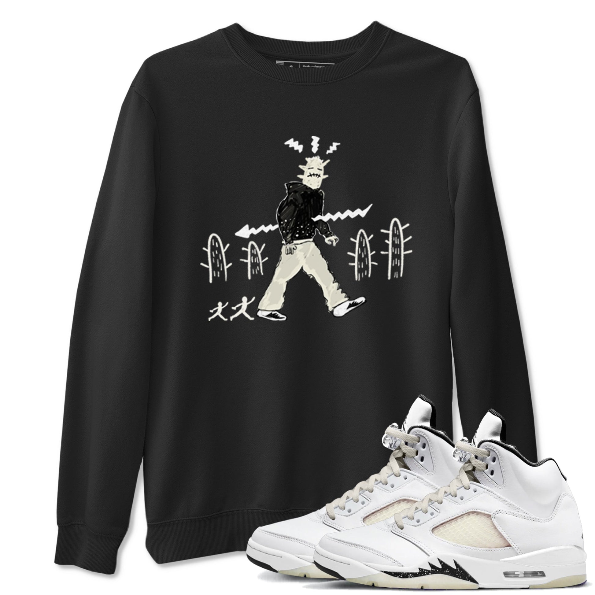 AJ5 Sail shirt to match jordans Cactus Man sneaker tees Air Jordan 5 Sail SNRT Sneaker Release Tees unisex cotton Black 1 crew neck shirt
