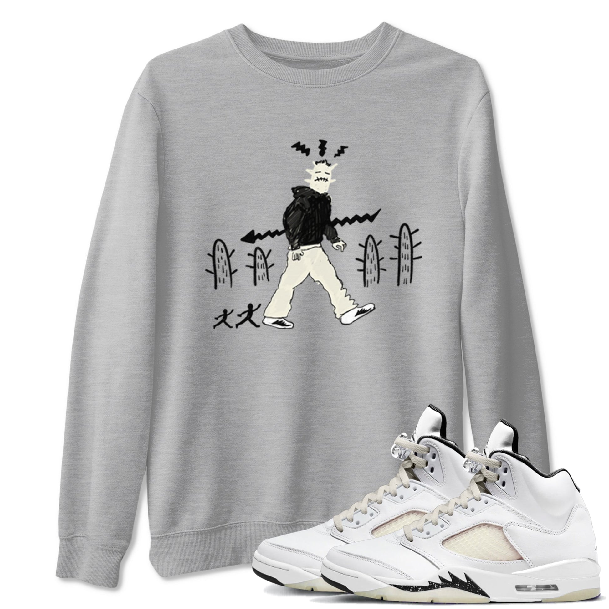 AJ5 Sail shirt to match jordans Cactus Man sneaker tees Air Jordan 5 Sail SNRT Sneaker Release Tees unisex cotton Heather Grey 1 crew neck shirt