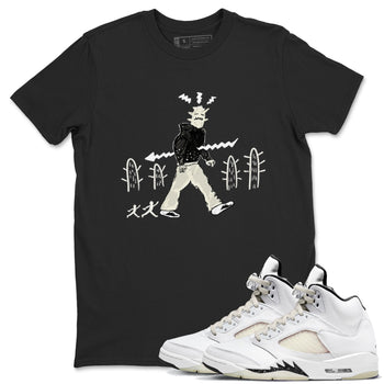 AJ5 Sail shirt to match jordans Cactus Man sneaker tees Air Jordan 5 Sail SNRT Sneaker Release Tees unisex cotton Black 1 crew neck shirt