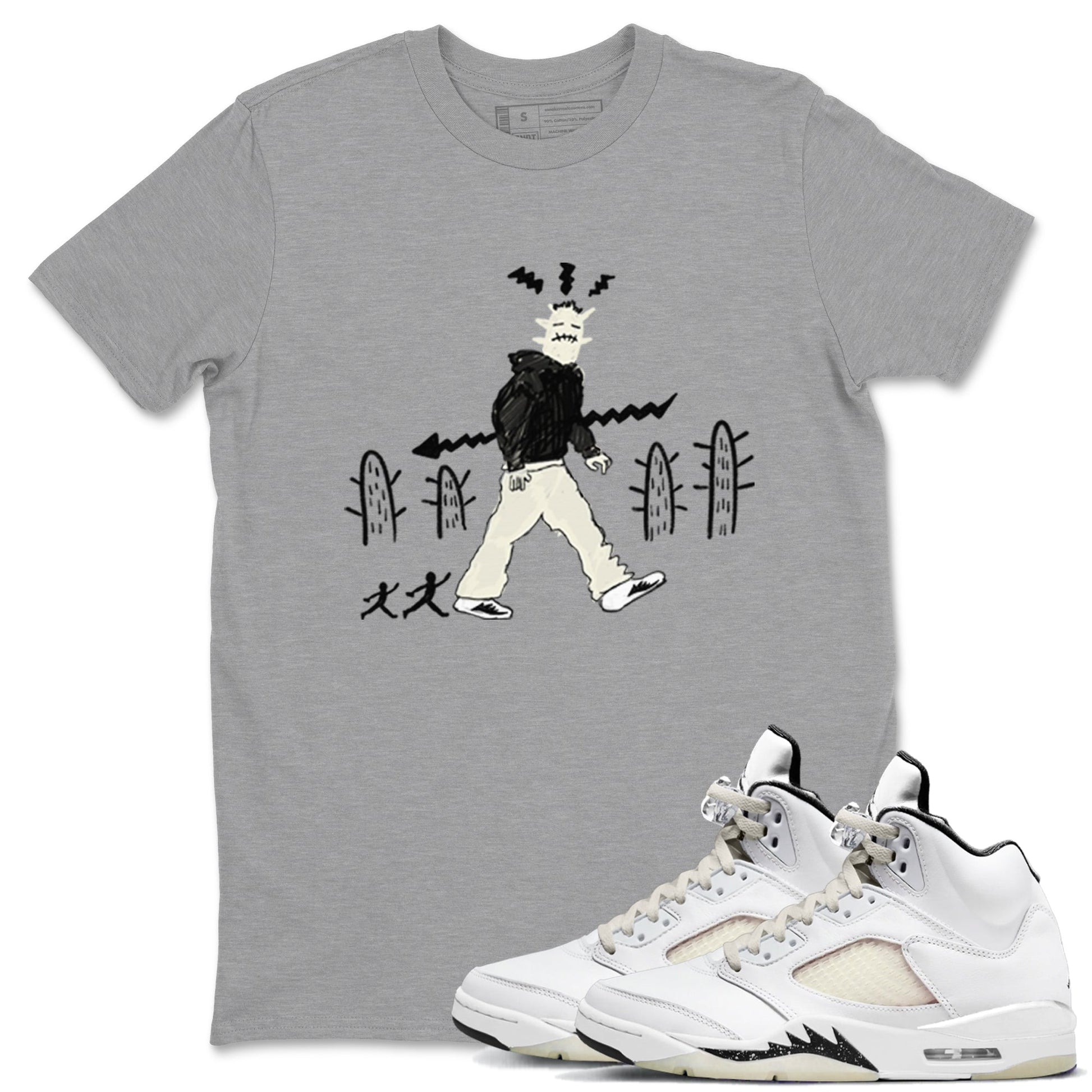 AJ5 Sail shirt to match jordans Cactus Man sneaker tees Air Jordan 5 Sail SNRT Sneaker Release Tees unisex cotton Heather Grey 1 crew neck shirt
