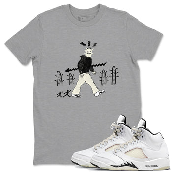 AJ5 Sail shirt to match jordans Cactus Man sneaker tees Air Jordan 5 Sail SNRT Sneaker Release Tees unisex cotton Heather Grey 1 crew neck shirt