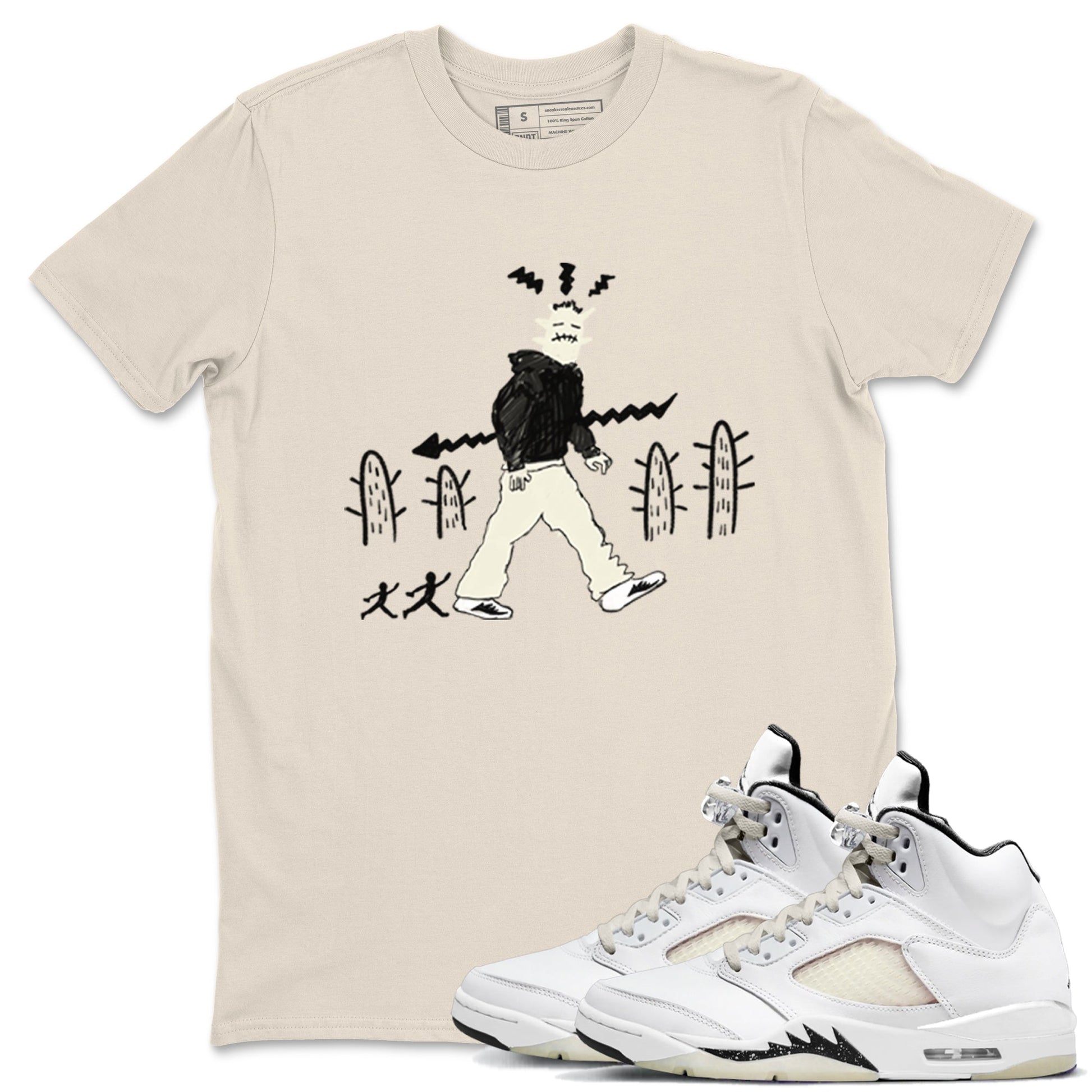 AJ5 Sail shirt to match jordans Cactus Man sneaker tees Air Jordan 5 Sail SNRT Sneaker Release Tees unisex cotton Natural 1 crew neck shirt