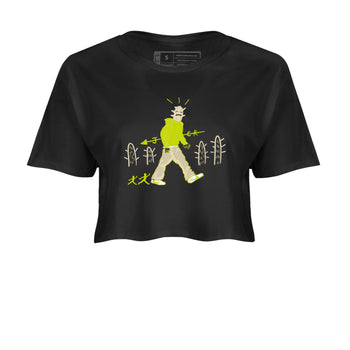 Cactus Man womens crop tee made to vibe with the Jordan Jumpman Jack Travis Scott Bright Cactus sneakers — the perfect match in Black 2.