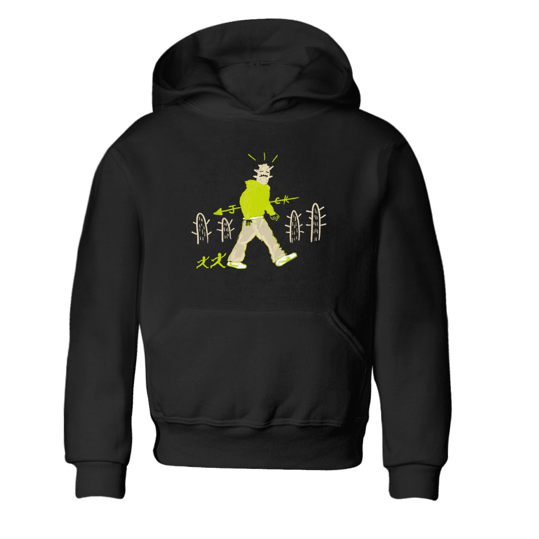 Cactus Man baby and kids t-shirt crafted for little sneakerheads to shine with the Jordan Jumpman Jack Travis Scott Bright Cactus sneakers, displayed in Black 2.