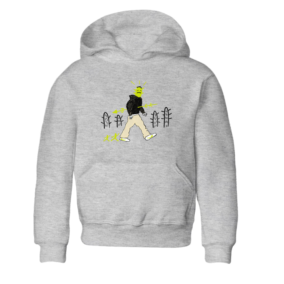 Cactus Man baby and kids t-shirt crafted for little sneakerheads to shine with the Jordan Jumpman Jack Travis Scott Bright Cactus sneakers, displayed in Heather Grey 2.