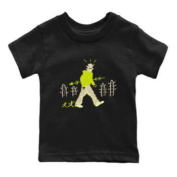 Cactus Man baby and kids t-shirt crafted for little sneakerheads to shine with the Jordan Jumpman Jack Travis Scott Bright Cactus sneakers, displayed in Black 2.