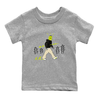 Cactus Man baby and kids t-shirt crafted for little sneakerheads to shine with the Jordan Jumpman Jack Travis Scott Bright Cactus sneakers, displayed in Heather Grey 2.