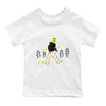 Cactus Man baby and kids t-shirt crafted for little sneakerheads to shine with the Jordan Jumpman Jack Travis Scott Bright Cactus sneakers, displayed in White 2.