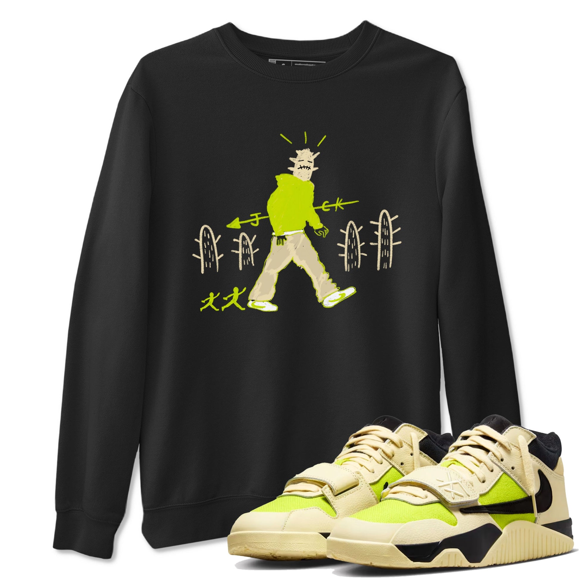 Cactus Man sneaker match t-shirt styled to complete your fit with the Jordan Jumpman Jack Travis Scott Bright Cactus sneakers, shown in Black 1.