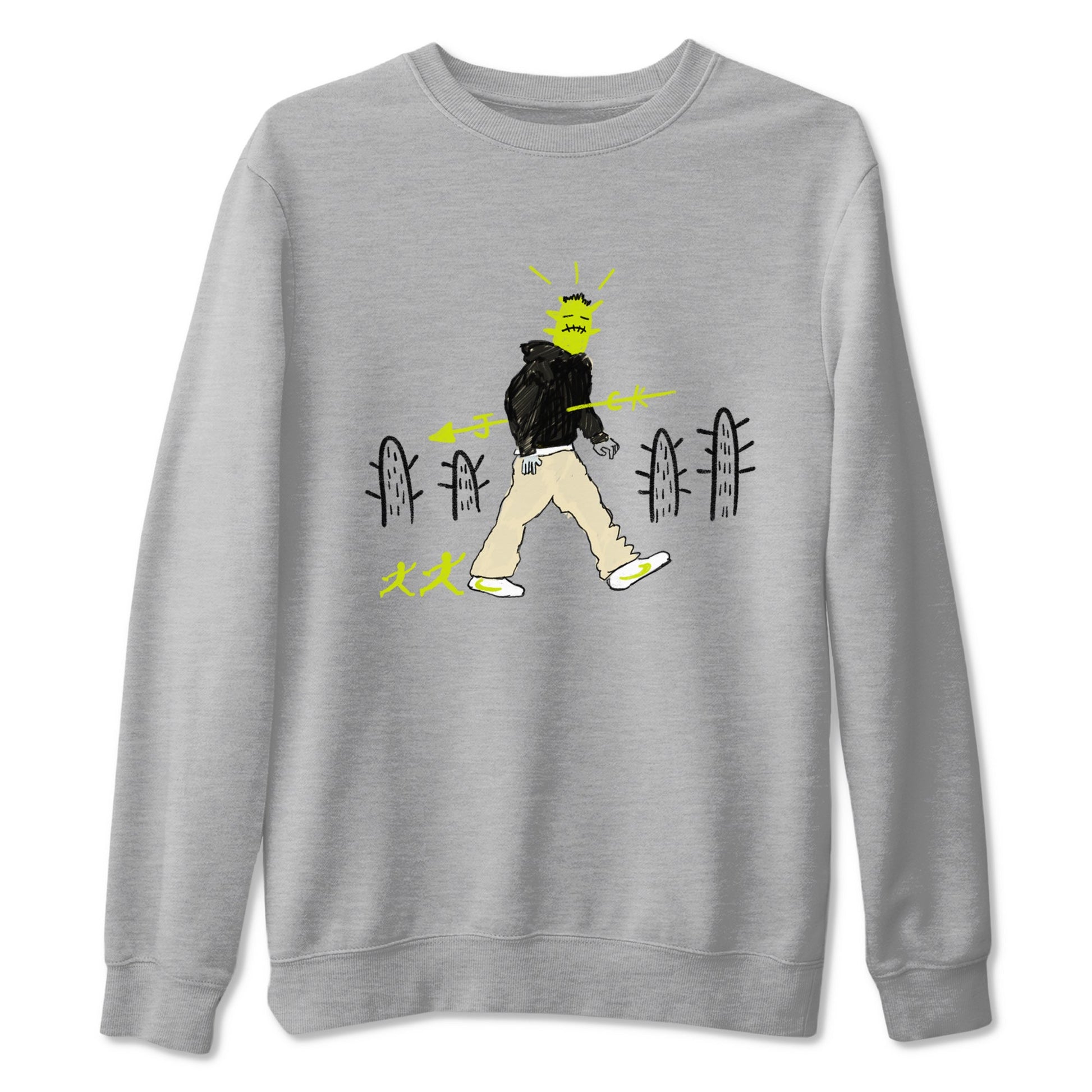Cactus Man sneaker match t-shirt styled to complete your fit with the Jordan Jumpman Jack Travis Scott Bright Cactus sneakers, shown in Heather Grey 2.