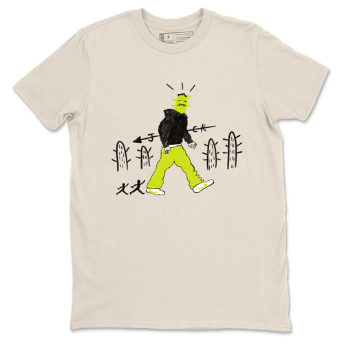 Cactus Man sneaker match t-shirt styled to complete your fit with the Jordan Jumpman Jack Travis Scott Bright Cactus sneakers, shown in Natural 2.
