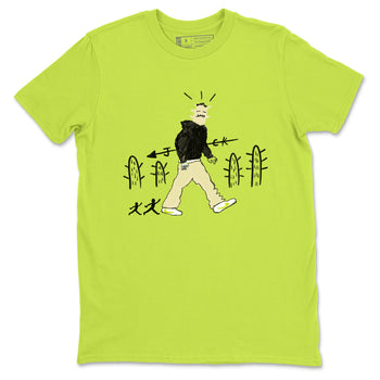 Cactus Man sneaker match t-shirt styled to complete your fit with the Jordan Jumpman Jack Travis Scott Bright Cactus sneakers, shown in Safety Green 2.