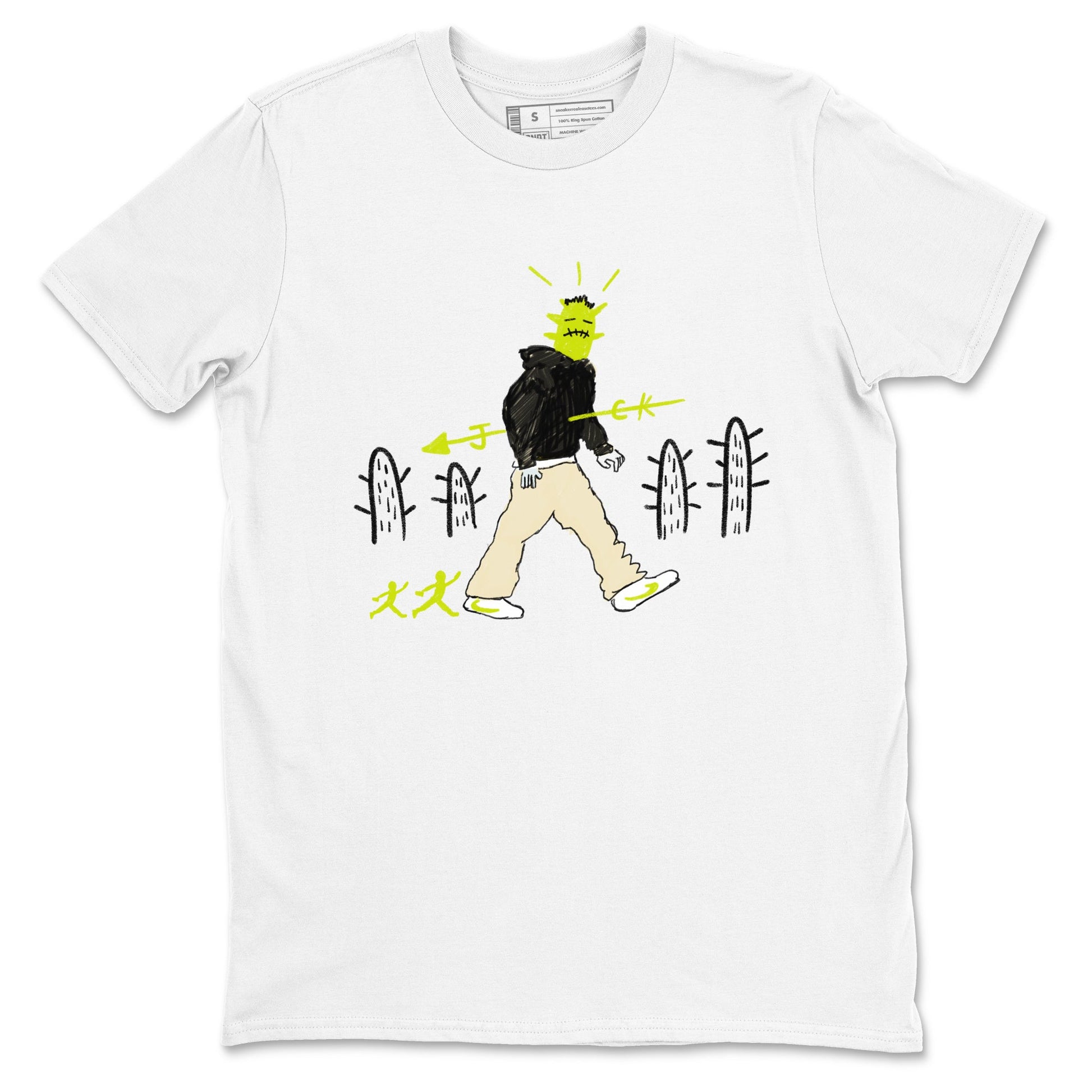 Cactus Man sneaker match t-shirt styled to complete your fit with the Jordan Jumpman Jack Travis Scott Bright Cactus sneakers, shown in White 2.
