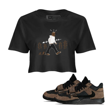 Jordan Jumpman Jack Travis Scott Dark Mocha shirts to match jordans Cactus Man sneaker match tees Jordan Jumpman Jack Travis Scott Dark Mocha match shoes to clothes SNRT Sneaker Tees unisex cotton Black 1 crop tee