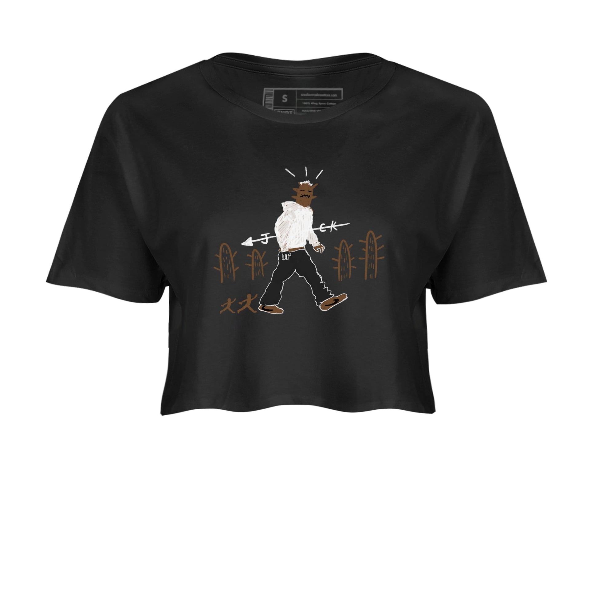 Jordan Jumpman Jack Travis Scott Dark Mocha shirts to match jordans Cactus Man sneaker match tees Jordan Jumpman Jack Travis Scott Dark Mocha match shoes to clothes SNRT Sneaker Tees unisex cotton Black 2 crop tee