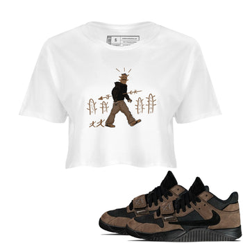 Jordan Jumpman Jack Travis Scott Dark Mocha shirts to match jordans Cactus Man sneaker match tees Jordan Jumpman Jack Travis Scott Dark Mocha match shoes to clothes SNRT Sneaker Tees unisex cotton White 1 crop tee