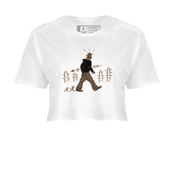 Jordan Jumpman Jack Travis Scott Dark Mocha shirts to match jordans Cactus Man sneaker match tees Jordan Jumpman Jack Travis Scott Dark Mocha match shoes to clothes SNRT Sneaker Tees unisex cotton White 2 crop tee
