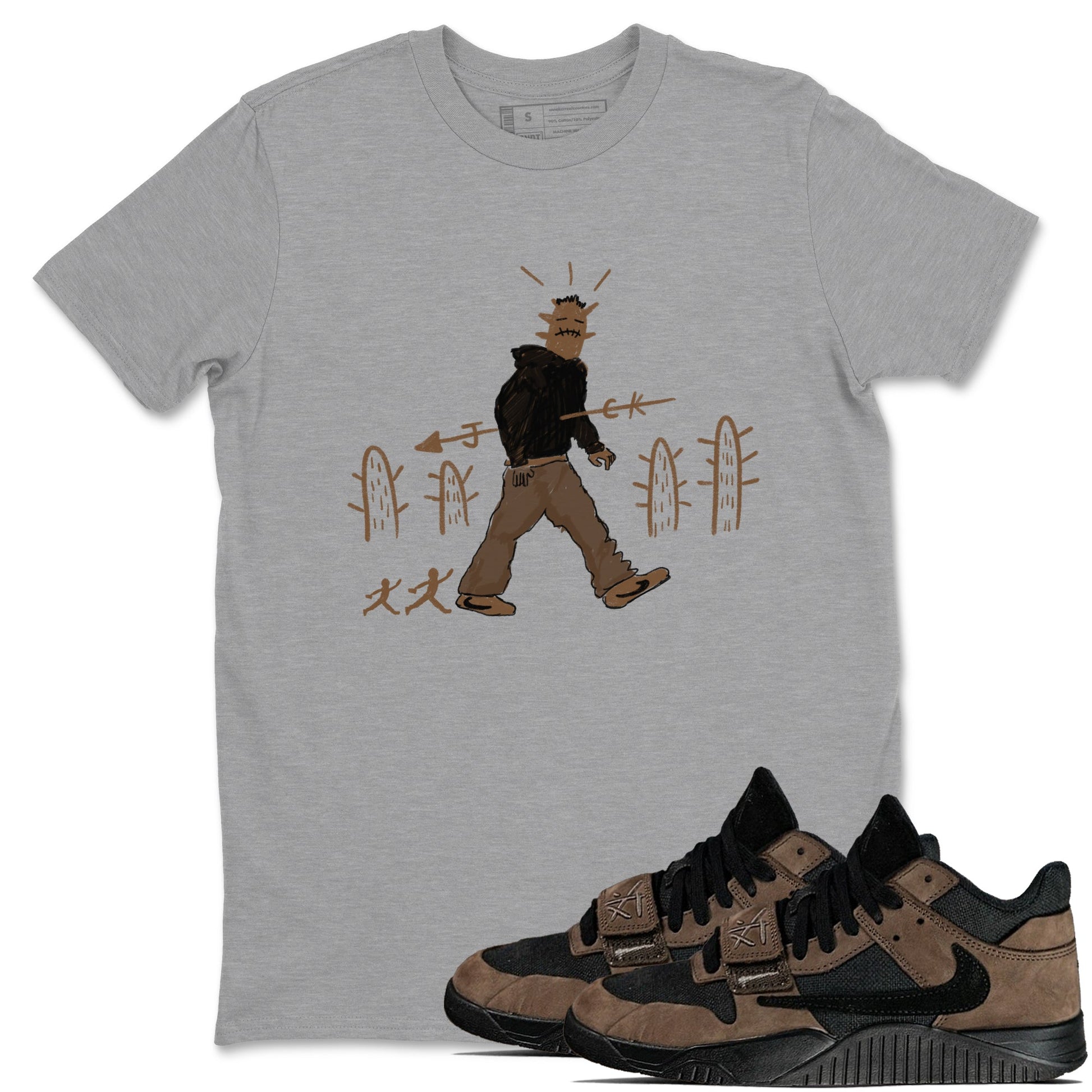 Jordan Jumpman Jack Travis Scott Dark Mocha shirts to match jordans Cactus Man sneaker match tees Jordan Jumpman Jack Travis Scott Dark Mocha match shoes to clothes SNRT Sneaker Tees unisex cotton Heather Grey 1 shirts