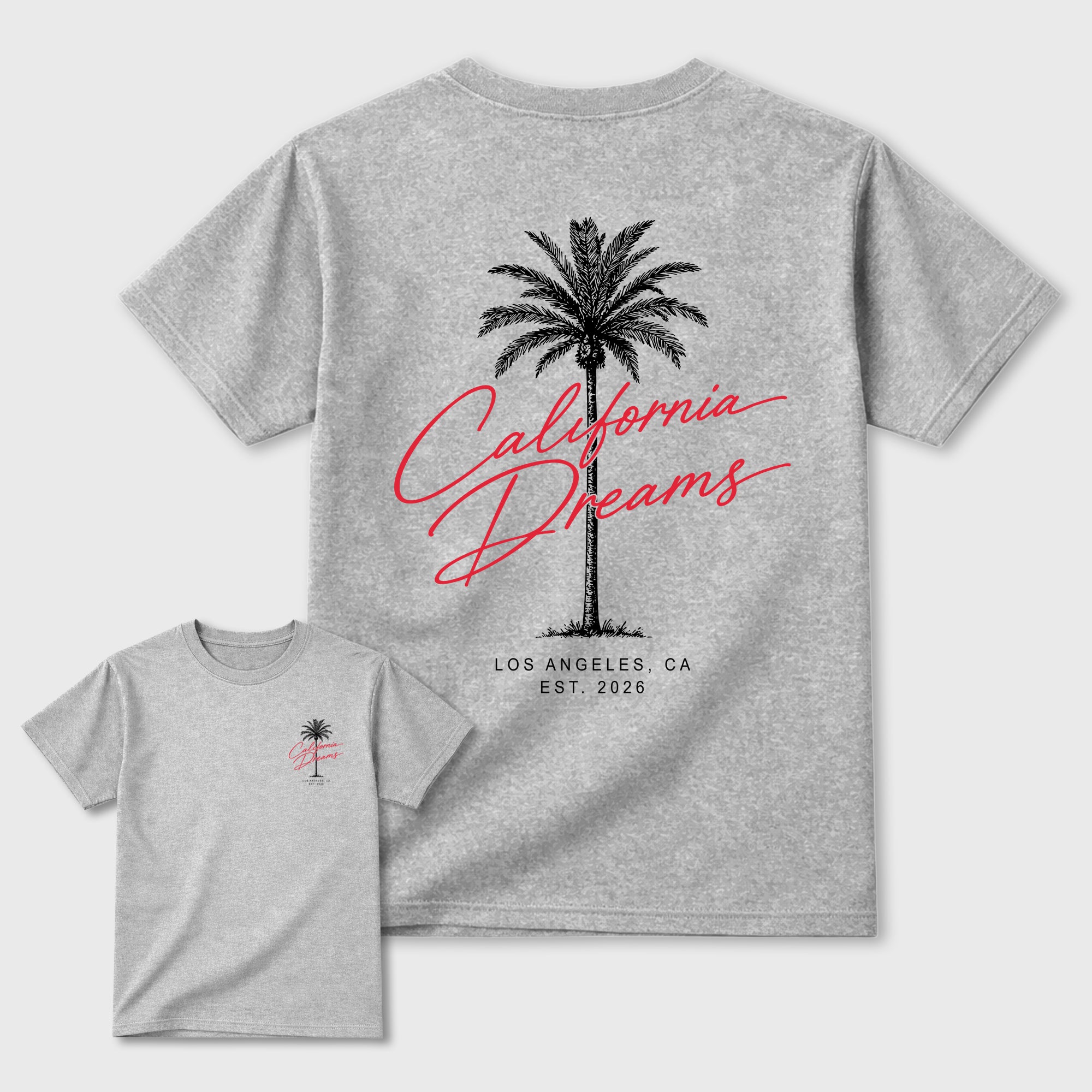 California Dreams Graphic T-Shirt featuring original streetwear artwork designed to match the . Heather Grey Graphic T-Shirt.