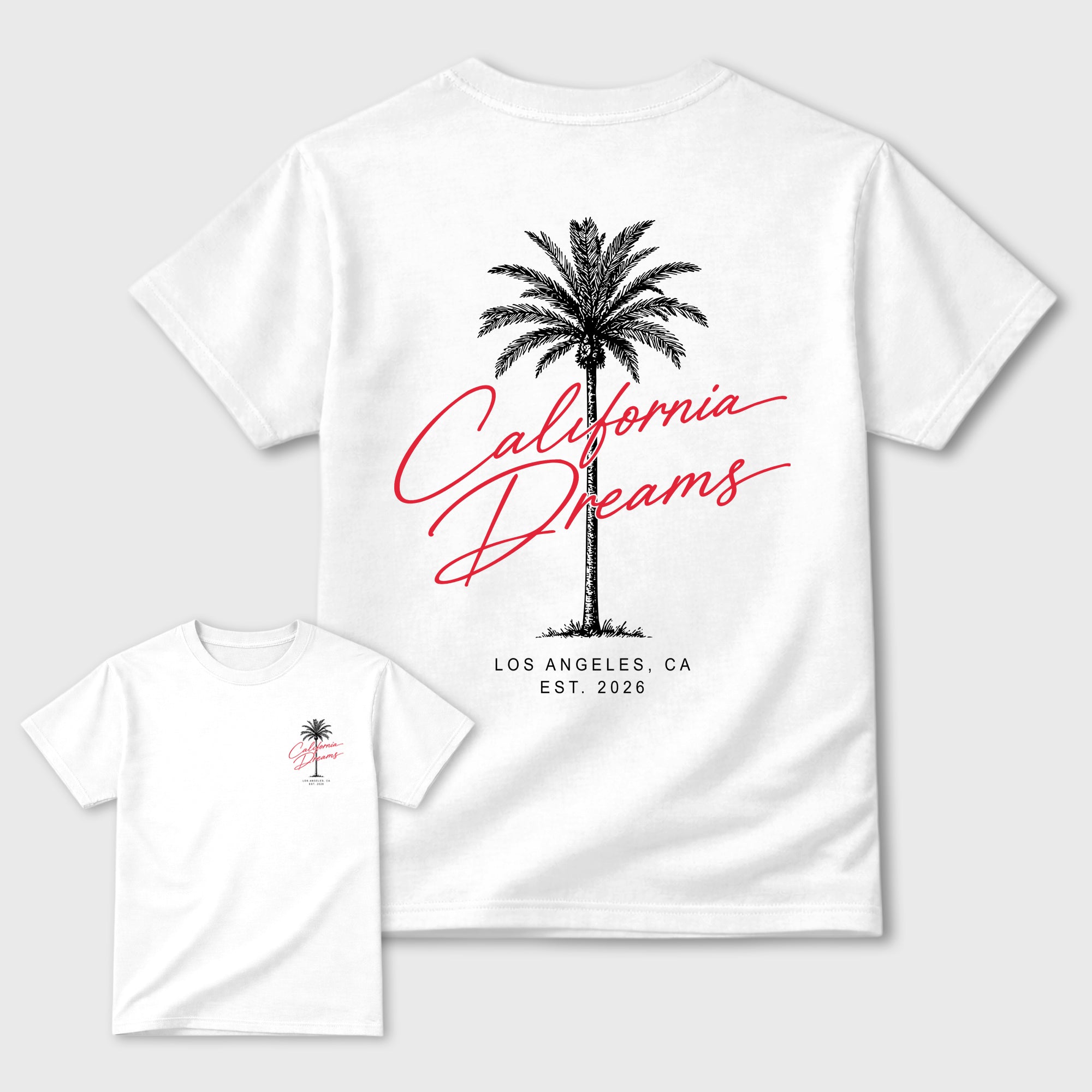 California Dreams Graphic T-Shirt featuring original streetwear artwork designed to match the . White Graphic T-Shirt.