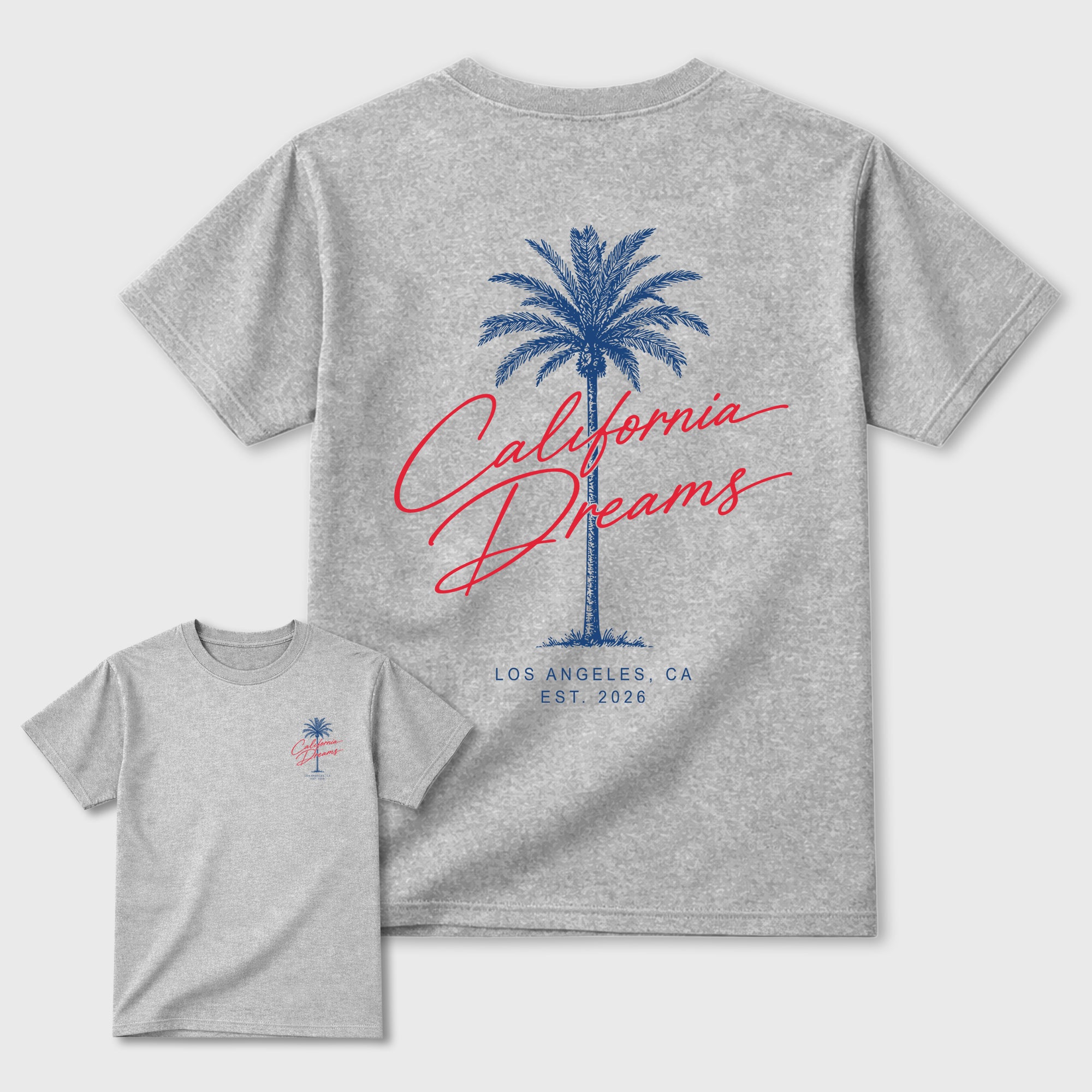 California Dreams Graphic T-Shirt featuring original streetwear artwork designed to match the . Heather Grey Graphic T-Shirt.