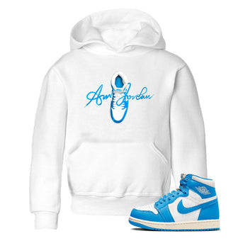 1s High OG UNC Reimagined shirts to match jordans Caligraphy Shoe Lace graphic tees Air Jordan 1 UNC Reimagined match shoes to clothes SNRT Sneaker Tees Youth Baby White 1 tee