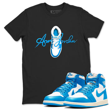 1s High OG UNC Reimagined shirts to match jordans Caligraphy Shoe Lace graphic tees Air Jordan 1 UNC Reimagined match shoes to clothes SNRT Sneaker Tees unisex cotton Black 1 shirts