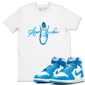 1s High OG UNC Reimagined shirts to match jordans Caligraphy Shoe Lace graphic tees Air Jordan 1 UNC Reimagined match shoes to clothes SNRT Sneaker Tees unisex cotton White 1 shirts