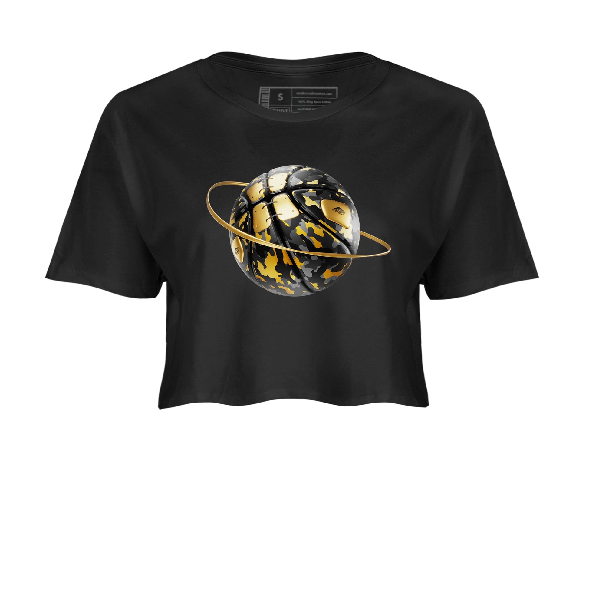 1s Black Metallic Gold shirts to match jordans Camo Basketball Planet sneaker match tees Air Jordan 1 Black Metallic Gold SNRT Sneaker Tees streetwear brand Black 2 crop tee