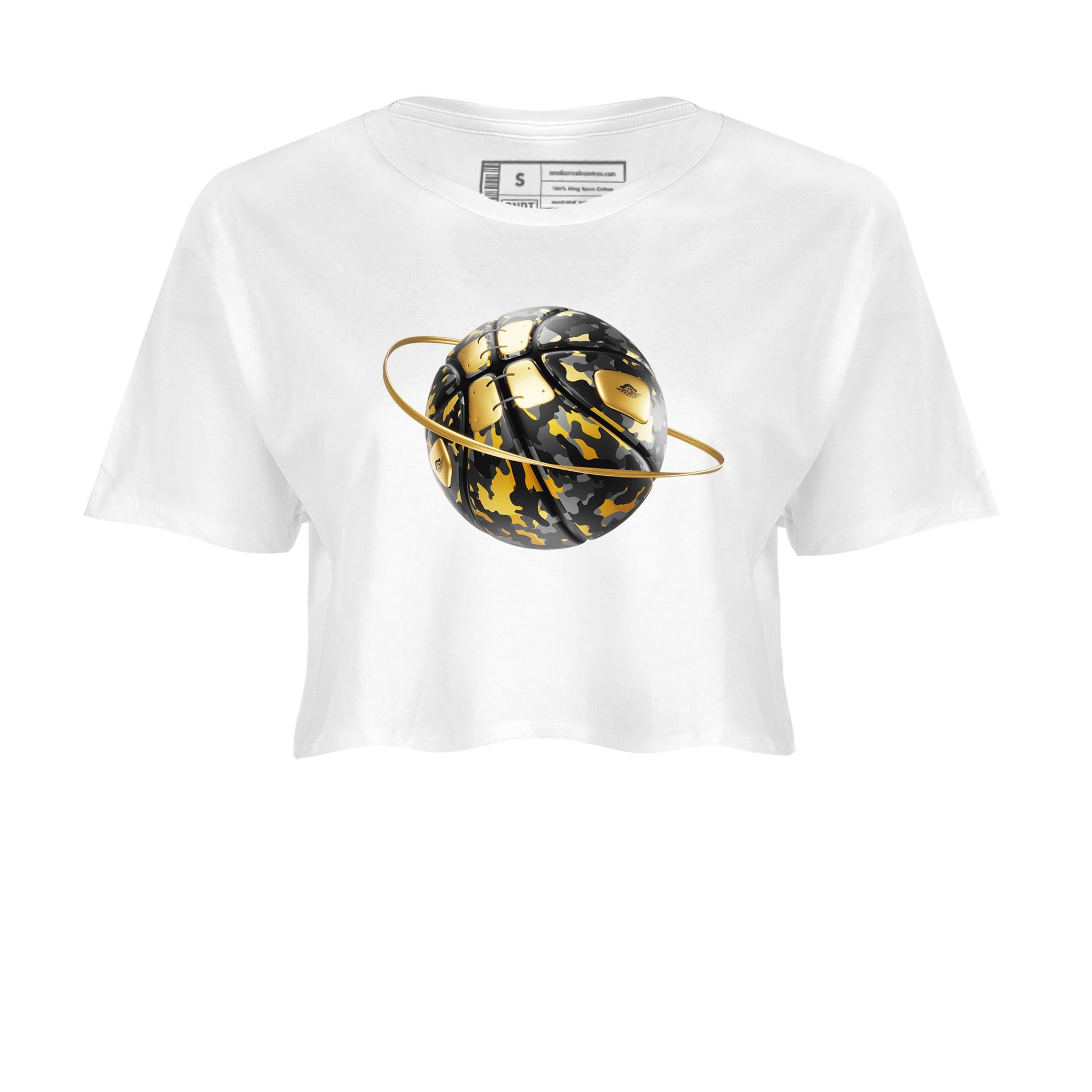 1s Black Metallic Gold shirts to match jordans Camo Basketball Planet sneaker match tees Air Jordan 1 Black Metallic Gold SNRT Sneaker Tees streetwear brand White 2 crop tee