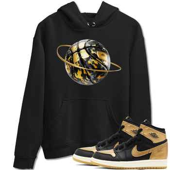 1s Black Metallic Gold shirts to match jordans Camo Basketball Planet sneaker match tees Air Jordan 1 Black Metallic Gold SNRT Sneaker Tees streetwear brand Black 1 unisex cotton tee