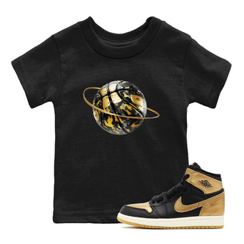 1s Black Metallic Gold shirts to match jordans Camo Basketball Planet sneaker match tees Air Jordan 1 Black Metallic Gold SNRT Sneaker Tees streetwear brand Baby and Youth Black 1 cotton tee