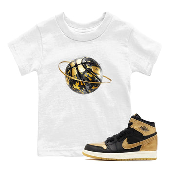 1s Black Metallic Gold shirts to match jordans Camo Basketball Planet sneaker match tees Air Jordan 1 Black Metallic Gold SNRT Sneaker Tees streetwear brand Baby and Youth White 1 cotton tee