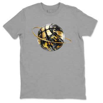 1s Black Metallic Gold shirts to match jordans Camo Basketball Planet sneaker match tees Air Jordan 1 Black Metallic Gold SNRT Sneaker Tees streetwear brand Heather Grey 2 unisex cotton tee