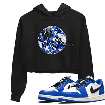 AJ1 Game Royal shirt to match jordans Camo Basketball Planet sneaker tees Air Jordan 1 Game Royal SNRT Sneaker Release Tees Black 1 crop length shirt