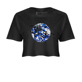 AJ1 Game Royal shirt to match jordans Camo Basketball Planet sneaker tees Air Jordan 1 Game Royal SNRT Sneaker Release Tees Black 2 crop length shirt