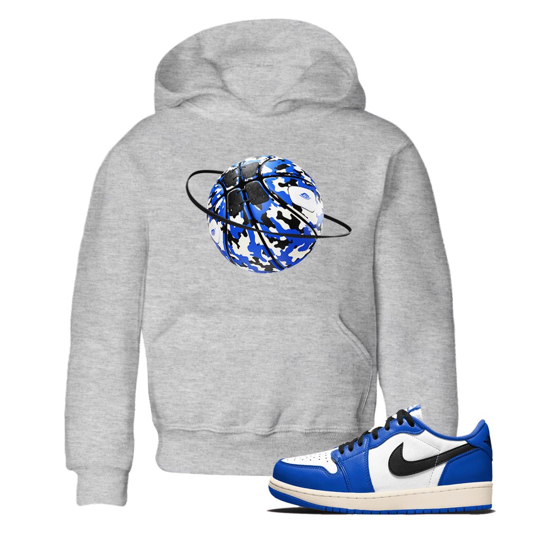 AJ1 Game Royal shirt to match jordans Camo Basketball Planet sneaker tees Air Jordan 1 Game Royal SNRT sneaker release tees baby toddler Heather Grey 1 cotton Shirt