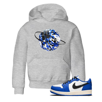 AJ1 Game Royal shirt to match jordans Camo Basketball Planet sneaker tees Air Jordan 1 Game Royal SNRT sneaker release tees baby toddler Heather Grey 1 cotton Shirt