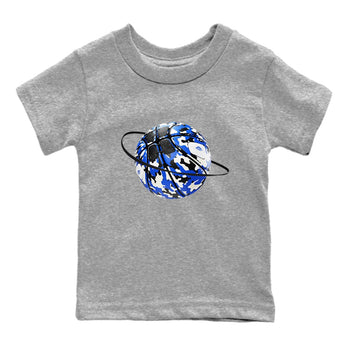 AJ1 Game Royal shirt to match jordans Camo Basketball Planet sneaker tees Air Jordan 1 Game Royal SNRT sneaker release tees baby toddler Heather Grey 2 cotton Shirt