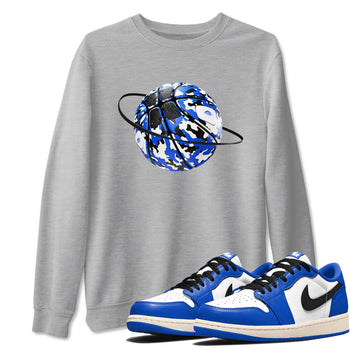 AJ1 Game Royal shirt to match jordans Camo Basketball Planet sneaker tees Air Jordan 1 Game Royal SNRT Sneaker Release Tees unisex cotton Heather Grey 1 crew neck shirt