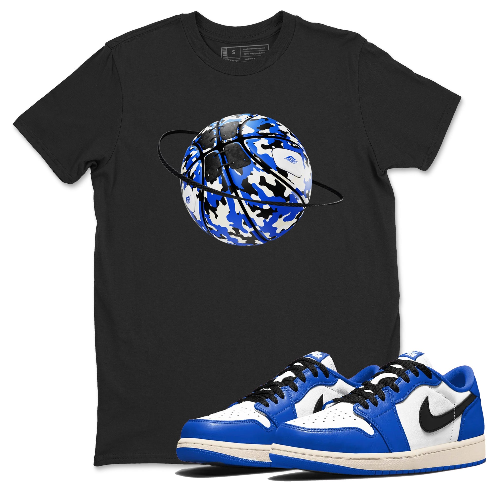 AJ1 Game Royal shirt to match jordans Camo Basketball Planet sneaker tees Air Jordan 1 Game Royal SNRT Sneaker Release Tees unisex cotton Black 1 crew neck shirt