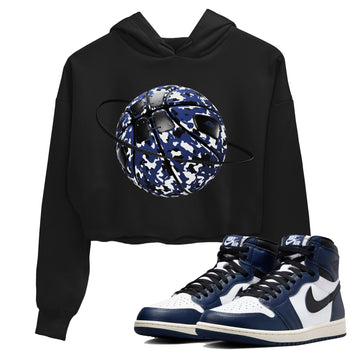 1s Midnight Navy shirts to match jordans Camo Basketball Planet sneaker match tees Air Jordan 1 Midnight Navy match shoes to clothes SNRT Sneaker Tees unisex cotton Black 1 crop tee
