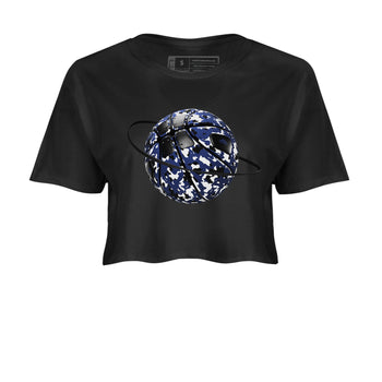 1s Midnight Navy shirts to match jordans Camo Basketball Planet sneaker match tees Air Jordan 1 Midnight Navy match shoes to clothes SNRT Sneaker Tees unisex cotton Black 2 crop tee