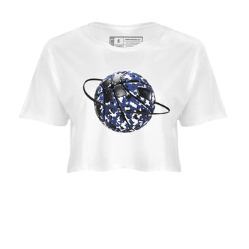 1s Midnight Navy shirts to match jordans Camo Basketball Planet sneaker match tees Air Jordan 1 Midnight Navy match shoes to clothes SNRT Sneaker Tees unisex cotton White 2 crop tee
