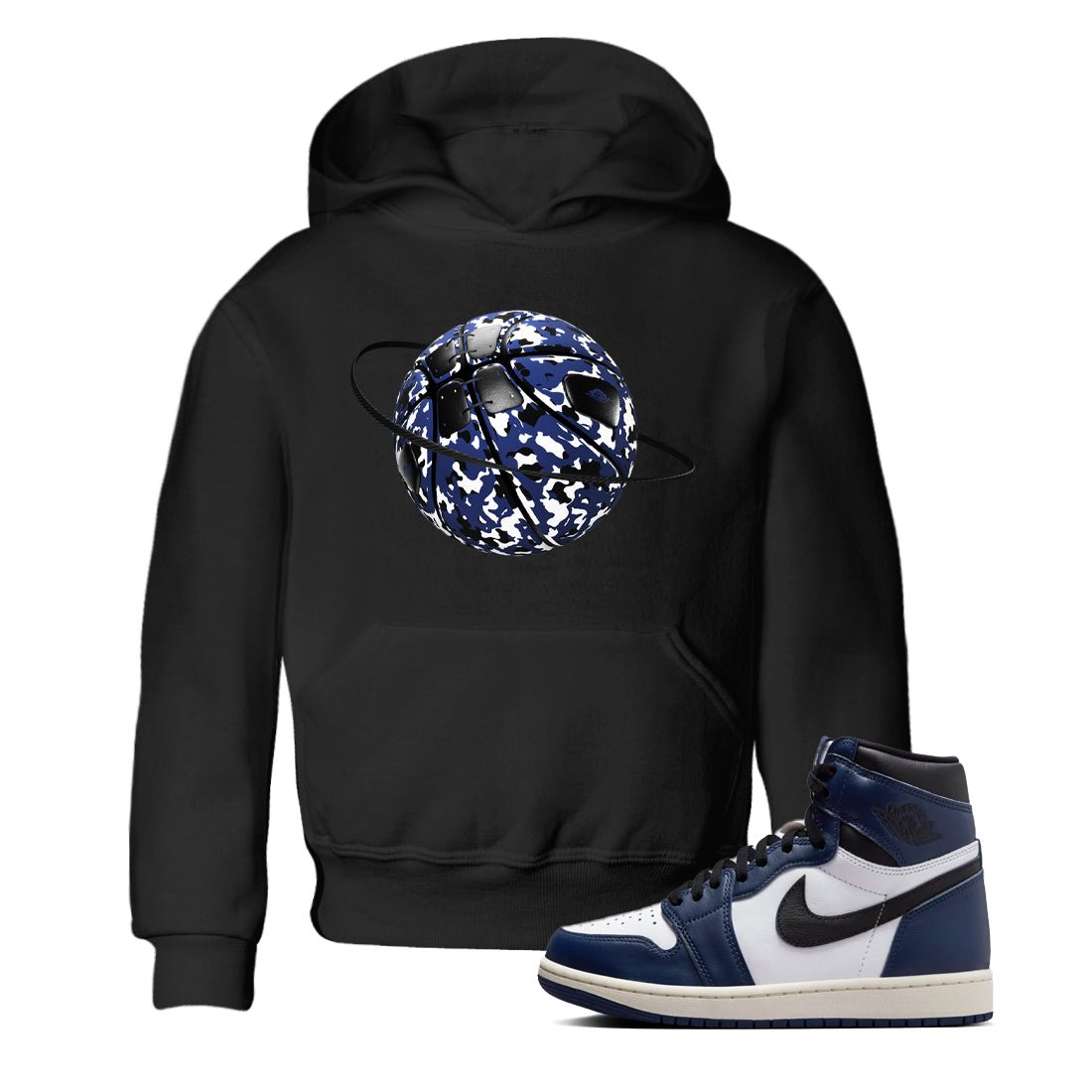 1s Midnight Navy shirts to match jordans Camo Basketball Planet sneaker match tees Air Jordan 1 Midnight Navy match shoes to clothes SNRT Sneaker Tees Youth Baby Black 1 tee