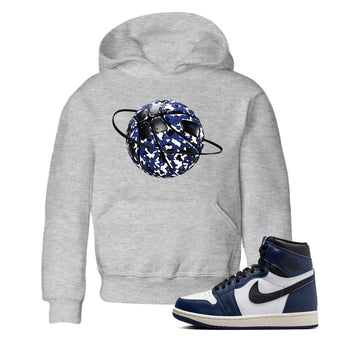 1s Midnight Navy shirts to match jordans Camo Basketball Planet sneaker match tees Air Jordan 1 Midnight Navy match shoes to clothes SNRT Sneaker Tees Youth Baby Heather Grey 1 tee