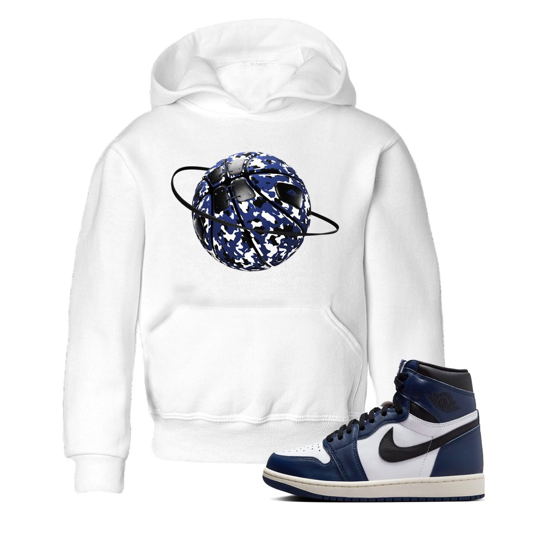 1s Midnight Navy shirts to match jordans Camo Basketball Planet sneaker match tees Air Jordan 1 Midnight Navy match shoes to clothes SNRT Sneaker Tees Youth Baby White 1 tee