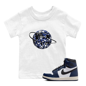 1s Midnight Navy shirts to match jordans Camo Basketball Planet sneaker match tees Air Jordan 1 Midnight Navy match shoes to clothes SNRT Sneaker Tees Youth Baby White 1 tee