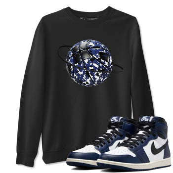 1s Midnight Navy shirts to match jordans Camo Basketball Planet sneaker match tees Air Jordan 1 Midnight Navy match shoes to clothes SNRT Sneaker Tees unisex cotton Black 1 shirts